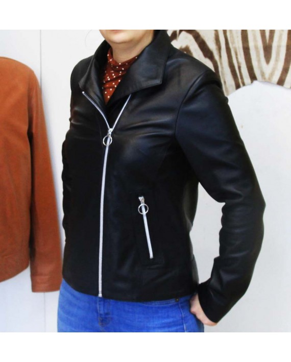 Julia- Jacket Perfecto en cuir véritable